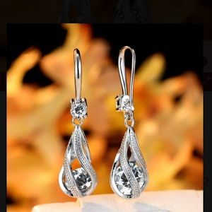 Elegant Copper Spiral Teardrop Earrings